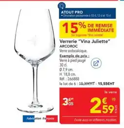METRO ARCOROC Verrerie "Vina Juliette" offre