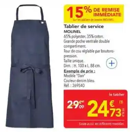 METRO MOLINEL Tablier de service offre