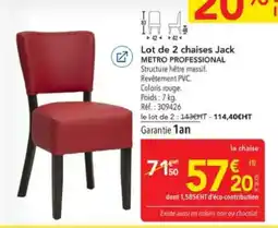METRO METRO PROFESSIONAL chaises Jack offre