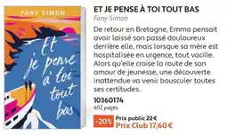 France Loisirs Fany Simon Et je pense à toi tout bas offre