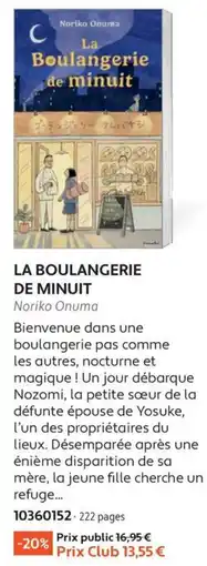 France Loisirs Noriko Onuma La Boulangerie de minuit offre