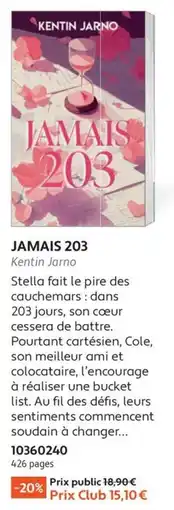 France Loisirs Kentin Jarno JAMAIS 203 offre