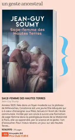 France Loisirs Jean-Guy Soumy sage-femme des hautes terres offre