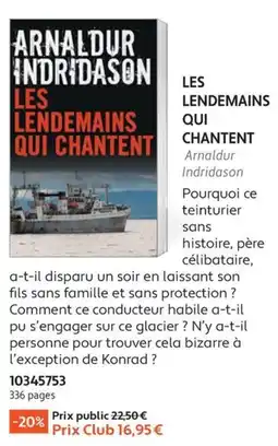 France Loisirs Arnaldur Indridason Les lendemains qui chantent offre