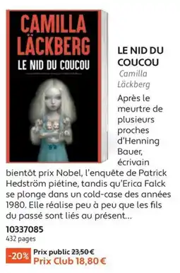 France Loisirs Camilla Läckberg Le Nid du Coucou offre