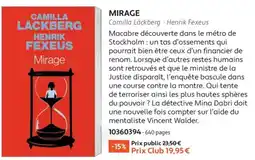 France Loisirs Camilla Läckberg · Henrik Fexeus Mirage offre