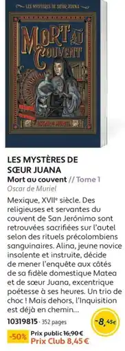 France Loisirs Les mystères de sœur juana offre