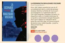 France Loisirs La disparue du boulevard voltaire offre