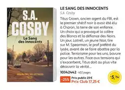 France Loisirs S.A. COSBY Le Sang des innocents offre