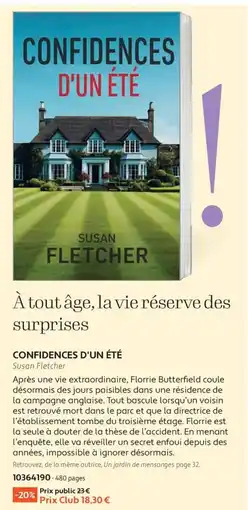 France Loisirs Susan Fletcher Confidences d'un été offre
