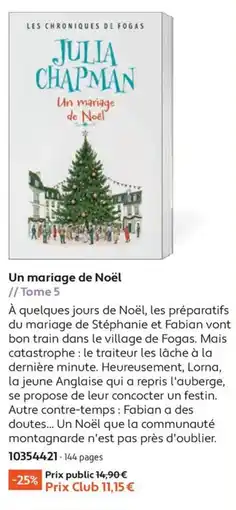 France Loisirs Julia Chapman Un mariage de Noël offre