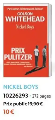 France Loisirs COLSON WHITEHEAD Nickel Boys offre