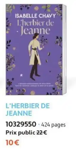 France Loisirs ISABELLE CHAVY L'HERBIER DE JEANNE offre