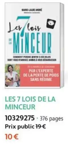 France Loisirs MARIE-LAURE ANDRÉ LES 7 LOIS DE LA MINCEUR offre