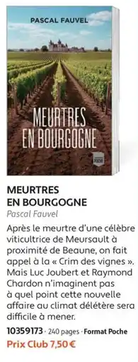 France Loisirs Pascal Fauvel MEURTRES EN BOURGOGNE offre
