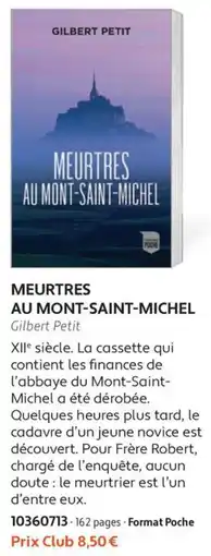 France Loisirs GILBERT PETIT MEURTRES AU MONT-SAINT-MICHEL offre