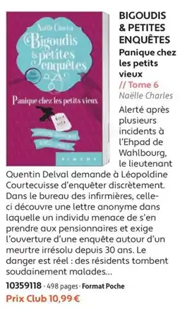 France Loisirs Naëlle Charles Bigoudis & Petites Enquêtes offre