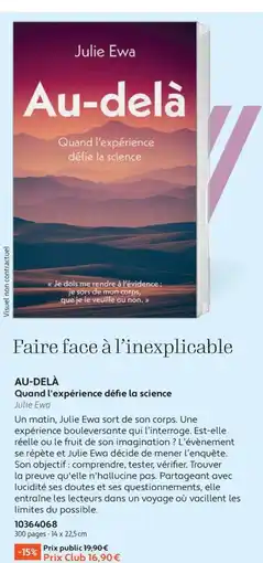 France Loisirs Julie Ewa Au-delà Quand l'expérience défie la science offre