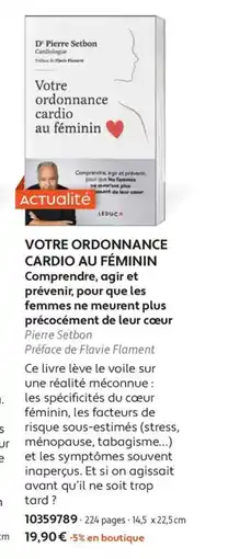 France Loisirs Votre ordonnance cardio au féminin offre