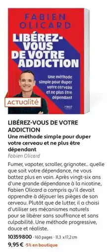 France Loisirs Fabien Olicard LIBÉREZ-VOUS DE VOTRE ADDICTION offre