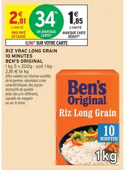 Intermarché Ben's original riz vrac long grain 10 minutes offre