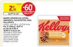 Intermarché Kellogg's barre généreuse extra amandes, cacahuètes, miel offre