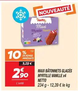Netto Netto maxi bâtonnets glacés myrtille vanille x4 offre