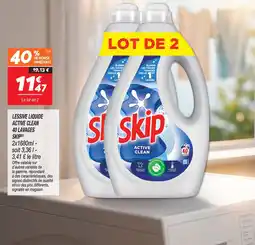 Netto Skip lessive liquide active clean 40 lavages offre