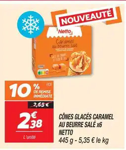 Netto Netto cônes glacés caramel au beurre salé x6 offre