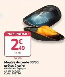 Promocash Promo - moules de corde 30/60 prêtes à cuire offre
