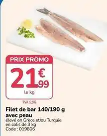 Promocash Promo - filet de bar 140/190 g avec peau offre