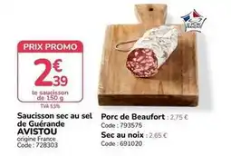 Promocash Promo - saucisson sec au sel de guérande offre