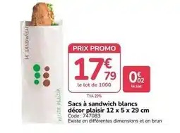 Promocash Promo - sacs à sandwich blancs décor plaisir offre