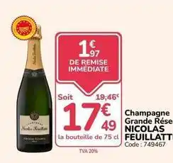 Promocash Nicolas feuillatte - champagne grande rése offre