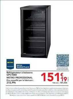METRO Metro - refrigerateur à boissons gpc1088 offre