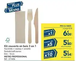 METRO Kraft - kit couverts en bois 3 en 1 offre