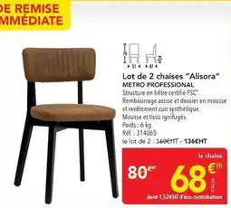 METRO Metro - lot de 2 chaises alisora offre