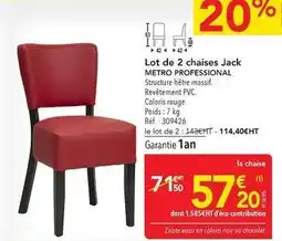 METRO Metro - lot de 2 chaises jack offre