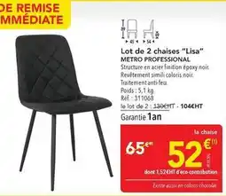 METRO Metro - lot de 2 chaises lisa offre