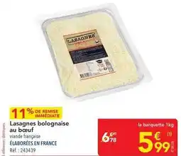 METRO Lasagnes bolognaise au bœuf offre