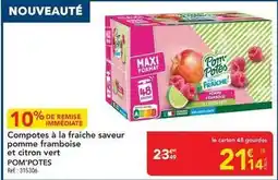 METRO Pom'potes - compotes à la fraîche saveur pomme framboise et citron vert offre