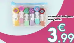 Maxi Bazar Pochette de 6 surligneurs funny kawaii offre