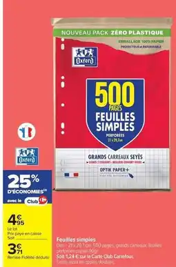 Carrefour Drive OXFORD Feuilles simples offre