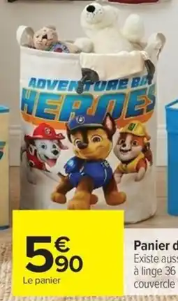 Carrefour Drive Panier de rangement avec poignées Pat' Patrouille offre