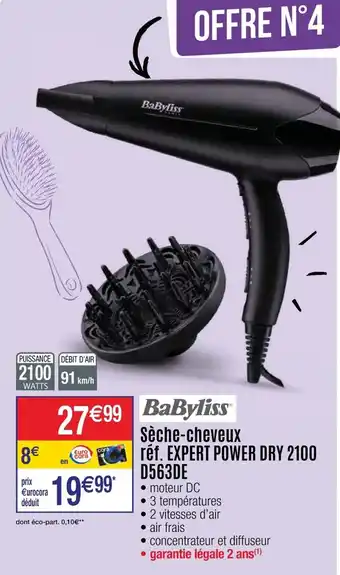 Cora x Carrefour Sèche-cheveux réf. Expert Power Dry 2100 D563DE offre