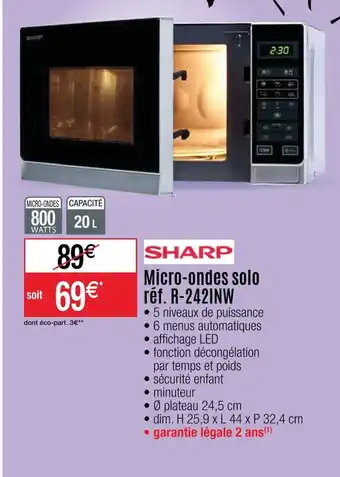 Cora x Carrefour Micro-ondes solo réf. R-242INW offre