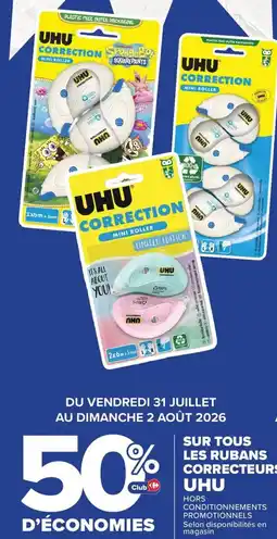Carrefour Drive UHU Sur tous les rubans correcteurs offre