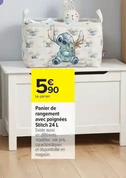 Carrefour Drive Panier de rangement avec poignées Stitch offre