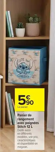 Carrefour Drive Panier de rangement avec poignées Stitch offre