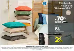 Carrefour Drive Taie d'oreiller "Uni coton 57 fils" offre